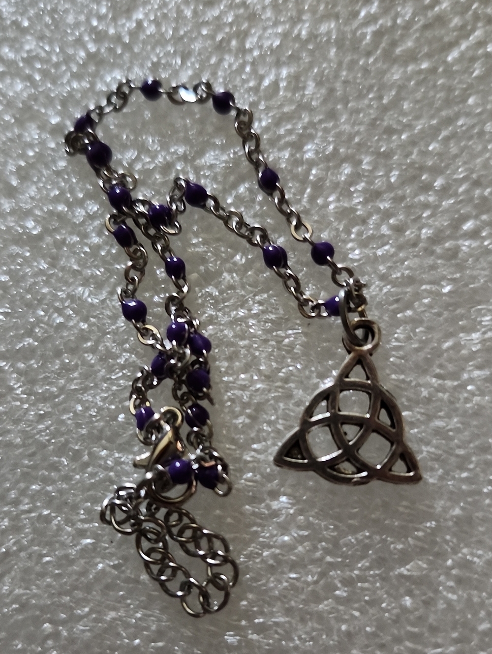 Hand Crafted Purple Beaded Celtic Knot Bracelet / Anklet